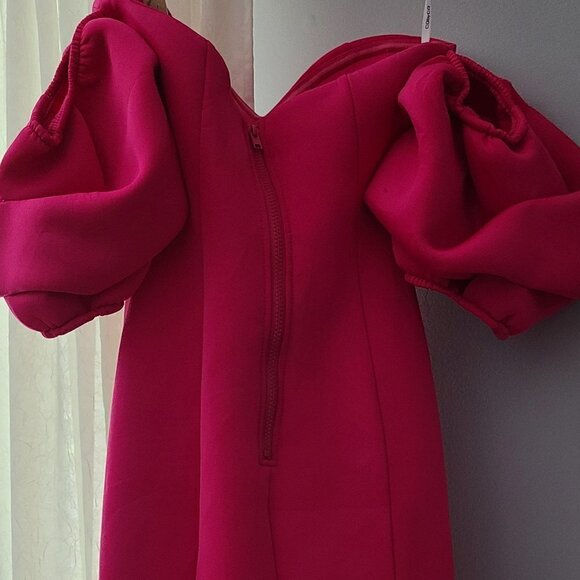 CQ BY CQ Mid Length Barbie Pink Off The Shoulder Cocktail Dress Size Small NWT - Picture 4 of 13